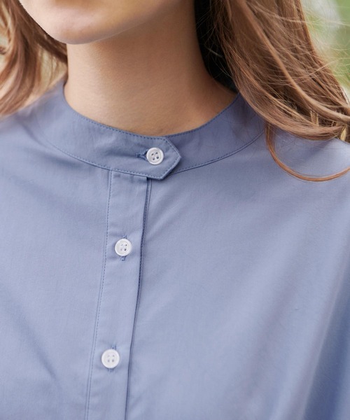 PURIL（ピュリル）の「【PURIL】スタンドカラー2wayウェストリボン付き ゆるシャツワンピース（シャツワンピース・レディース・ホワイト/ベージュ/ブルー・S/M）」の8枚目の写真