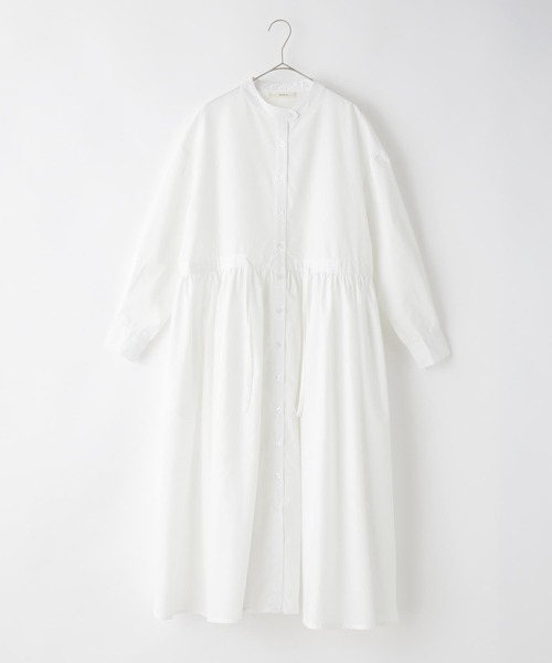PURIL（ピュリル）の「【PURIL】スタンドカラー2wayウェストリボン付き ゆるシャツワンピース（シャツワンピース・レディース・ホワイト/ベージュ/ブルー・S/M）」の12枚目の写真