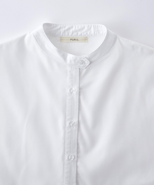 PURIL（ピュリル）の「【PURIL】スタンドカラー2wayウェストリボン付き ゆるシャツワンピース（シャツワンピース・レディース・ホワイト/ベージュ/ブルー・S/M）」の16枚目の写真
