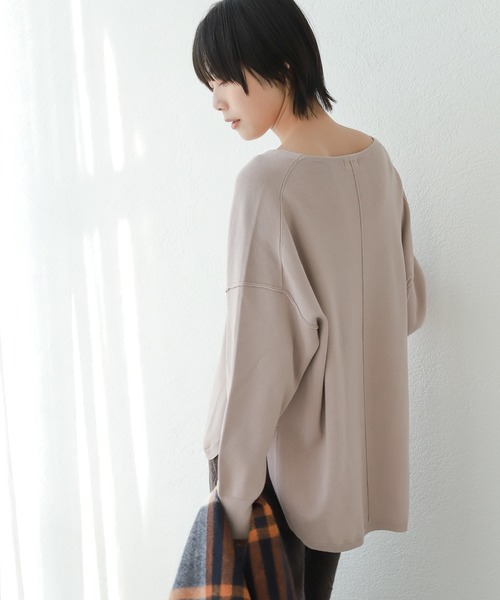 LAKOLE(ラコレ)の「12Gレーヨン総針編みVネックニット / 239484(ニット/セーター・レディース・ネイビー/マスタード/サンドグレー/アイボリー/バーガンディー・SMALL/MEDIUM)」の2枚目の写真