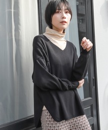 12Gレーヨン総針編みVネックニット / 239484