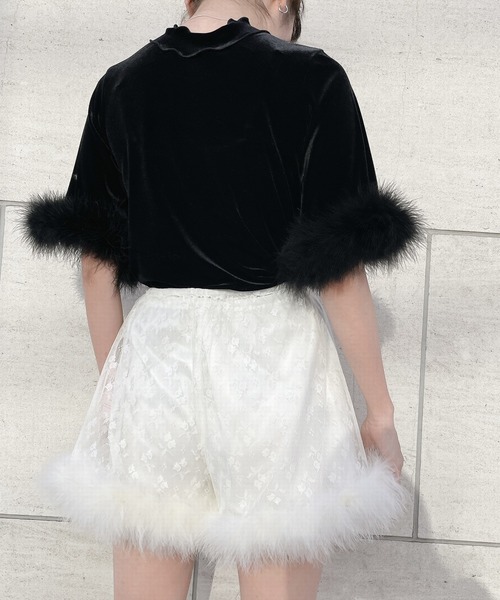 lilLilly（リルリリー）の「フェザーファーショートパンツ（その他パンツ・レディース・ホワイト/ブラック・FREE）」の12枚目の写真