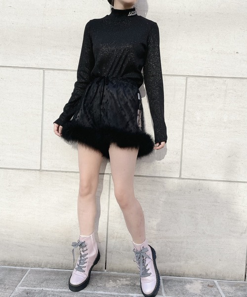 lilLilly（リルリリー）の「フェザーファーショートパンツ（その他パンツ・レディース・ホワイト/ブラック・FREE）」の14枚目の写真