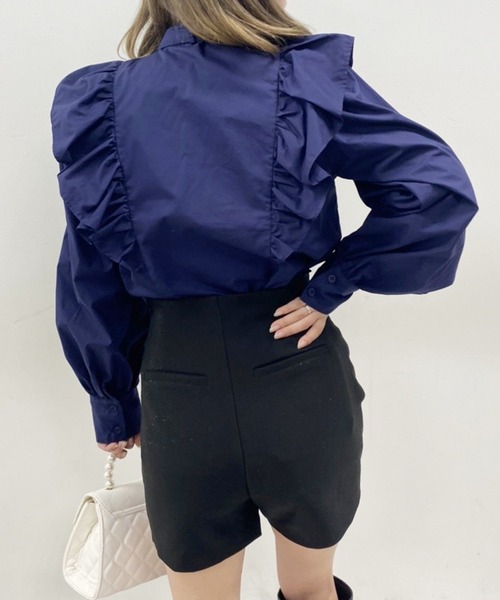 one after another NICE CLAUP(ワンアフターアナザーナイスクラップ)の「ボウタイ取り外し可能 ビッグリボンフリルブラウス(シャツ/ブラウス・レディース・ネイビー/オフホワイト/ブルー系その他/ブルー系その他2/サックスブルー/ネイビー系/チェック・FREE)」の21枚目の写真