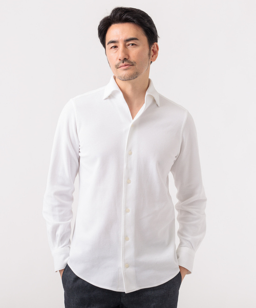 DESIGNWORKS（デザインワークス）の「COOL MAX ハニカム 長袖シャツ（シャツ/ブラウス・メンズ・ホワイト/ネイビー/サックスブルー・44/46/48/50）」の2枚目の写真