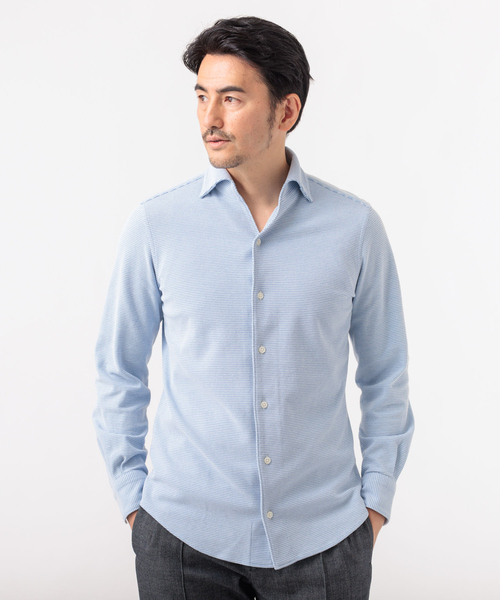 DESIGNWORKS（デザインワークス）の「COOL MAX ハニカム 長袖シャツ（シャツ/ブラウス・メンズ・ホワイト/ネイビー/サックスブルー・44/46/48/50）」の3枚目の写真