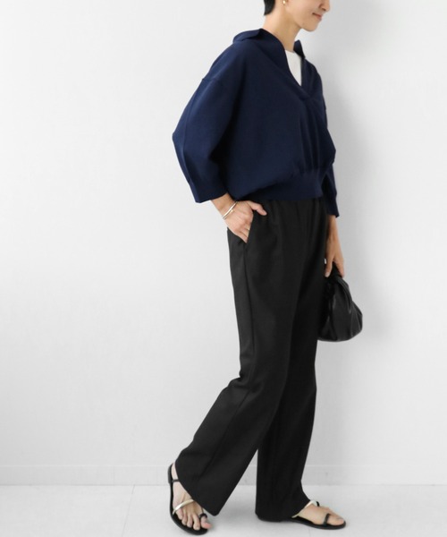 JOURNAL STANDARD relume（ジャーナルスタンダード　レリューム）の「スキッパーニットポロ◆（ニット/セーター・レディース・ネイビー/ブラウン/ナチュラル・FREE）」の4枚目の写真