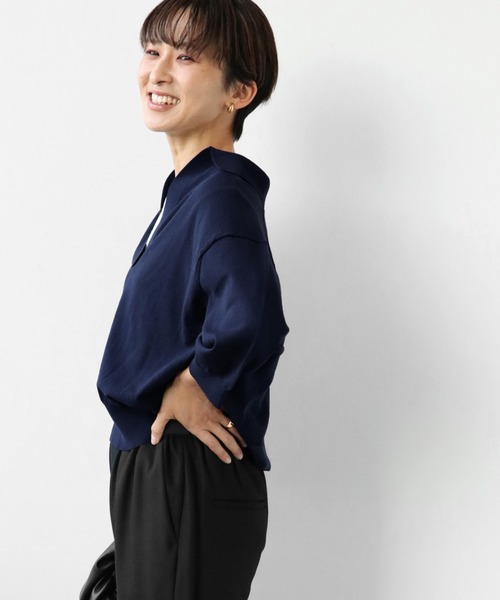 JOURNAL STANDARD relume（ジャーナルスタンダード　レリューム）の「スキッパーニットポロ◆（ニット/セーター・レディース・ネイビー/ブラウン/ナチュラル・FREE）」の7枚目の写真