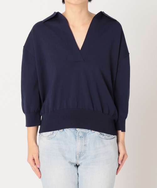 JOURNAL STANDARD relume（ジャーナルスタンダード　レリューム）の「スキッパーニットポロ◆（ニット/セーター・レディース・ネイビー/ブラウン/ナチュラル・FREE）」の9枚目の写真