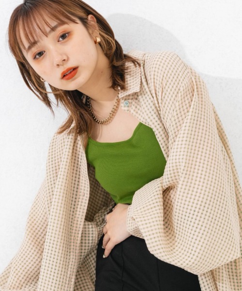 nemne store（ネンネストア）の「【 ストラップ長さ調節可能】バッククロスストラップカップ付きキャミソール（キャミソール・レディース・ブラック/ベージュ/オレンジ/グリーン/アイボリー・フリー）」の18枚目の写真