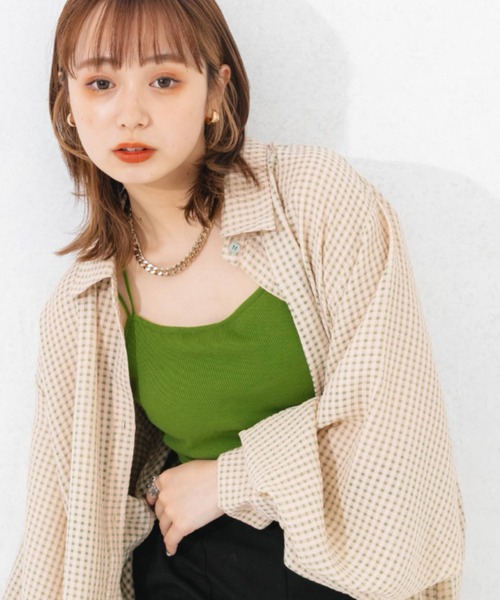 nemne store（ネンネストア）の「【 ストラップ長さ調節可能】バッククロスストラップカップ付きキャミソール（キャミソール・レディース・ブラック/ベージュ/オレンジ/グリーン/アイボリー・フリー）」の19枚目の写真