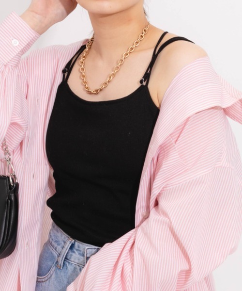 nemne store（ネンネストア）の「【 ストラップ長さ調節可能】バッククロスストラップカップ付きキャミソール（キャミソール・レディース・ブラック/ベージュ/オレンジ/グリーン/アイボリー・フリー）」の10枚目の写真