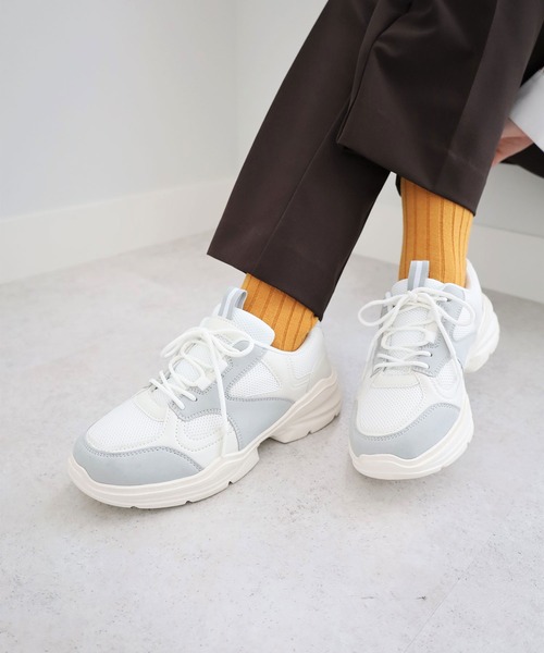 GeeRA（ジーラ）の「厚底ダッドスニーカー（スニーカー・レディース・アイボリー/グレー/ブラック・MEDIUM/LARGE/X-LARGE/SMALL）」の3枚目の写真