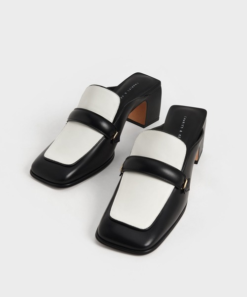 CHARLES & KEITH(チャールズ & キース)の「クロックエフェクト ブロックヒールローファーミュール / Croc-Effect Block Heel Loafer Mules(サンダル・レディース・ブラック/イエロー系その他3・22.5cm/23cm/23.5cm/24.5cm/25cm/25.5cm/22cm)」の4枚目の写真