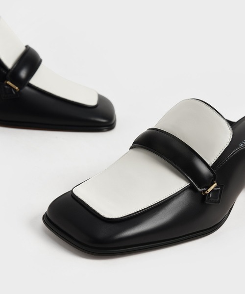 CHARLES & KEITH(チャールズ & キース)の「クロックエフェクト ブロックヒールローファーミュール / Croc-Effect Block Heel Loafer Mules(サンダル・レディース・ブラック/イエロー系その他3・22.5cm/23cm/23.5cm/24.5cm/25cm/25.5cm/22cm)」の6枚目の写真