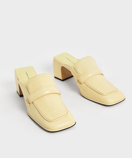 CHARLES & KEITH(チャールズ & キース)の「クロックエフェクト ブロックヒールローファーミュール / Croc-Effect Block Heel Loafer Mules(サンダル・レディース・ブラック/イエロー系その他3・22.5cm/23cm/23.5cm/24.5cm/25cm/25.5cm/22cm)」の11枚目の写真