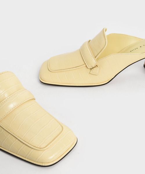 CHARLES & KEITH(チャールズ & キース)の「クロックエフェクト ブロックヒールローファーミュール / Croc-Effect Block Heel Loafer Mules(サンダル・レディース・ブラック/イエロー系その他3・22.5cm/23cm/23.5cm/24.5cm/25cm/25.5cm/22cm)」の13枚目の写真