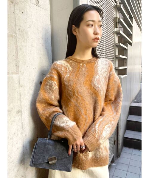 EMODA（エモダ）の「ジャガードウェーブニット（ニット/セーター・レディース・グレー/ベージュ/オレンジ・FREE）」の7枚目の写真