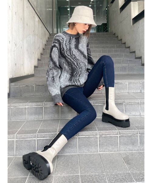 EMODA（エモダ）の「ジャガードウェーブニット（ニット/セーター・レディース・グレー/ベージュ/オレンジ・FREE）」の12枚目の写真