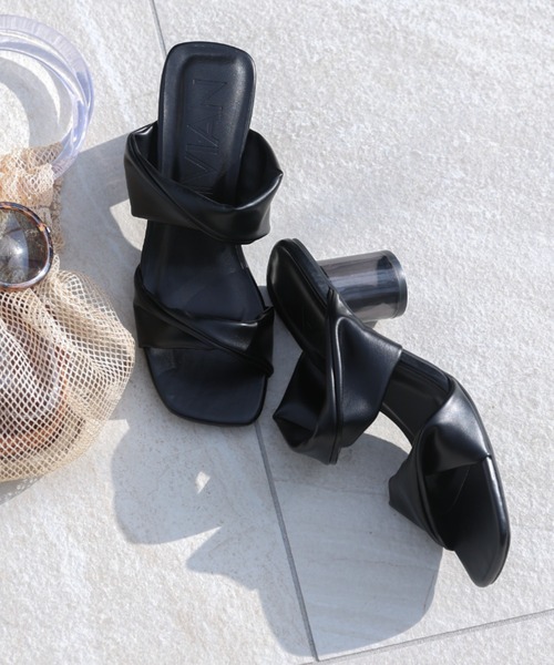 VIVIAN（ヴィヴィアン）の「ダブルツイストベルトクリアヒールミュールサンダル（サンダル・レディース・ブルー/グレー系その他7/ブラック/アイボリー・L/LL/M/S）」の3枚目の写真