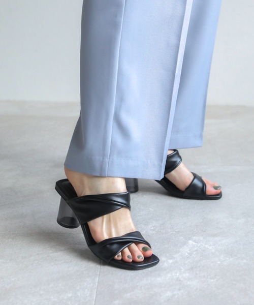 VIVIAN（ヴィヴィアン）の「ダブルツイストベルトクリアヒールミュールサンダル（サンダル・レディース・ブルー/グレー系その他7/ブラック/アイボリー・L/LL/M/S）」の14枚目の写真