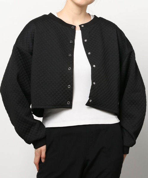 Per sist ence(パーシエンス)の「Per sist ence/パーシエンス カットキルティング カーディガン(カーディガン/ボレロ・レディース・ブラック/オフホワイト/グレー・FREE)」の1枚目の写真