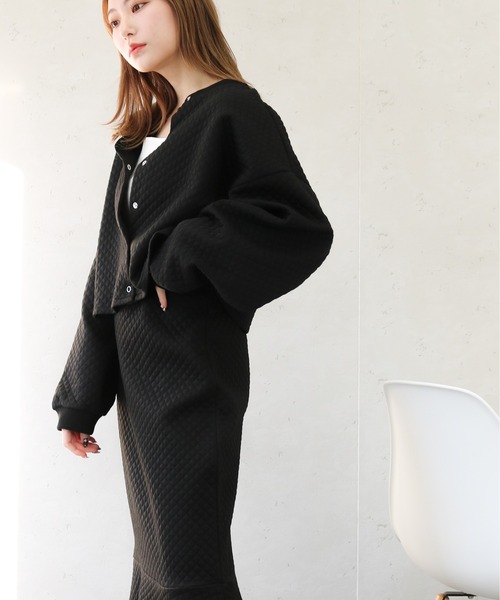 Per sist ence(パーシエンス)の「Per sist ence/パーシエンス カットキルティング カーディガン(カーディガン/ボレロ・レディース・ブラック/オフホワイト/グレー・FREE)」の20枚目の写真