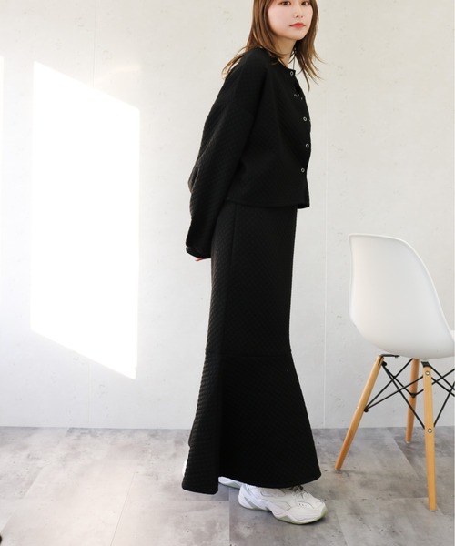 Per sist ence(パーシエンス)の「Per sist ence/パーシエンス カットキルティング カーディガン(カーディガン/ボレロ・レディース・ブラック/オフホワイト/グレー・FREE)」の12枚目の写真