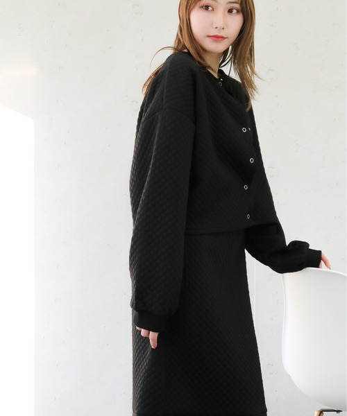 Per sist ence(パーシエンス)の「Per sist ence/パーシエンス カットキルティング カーディガン(カーディガン/ボレロ・レディース・ブラック/オフホワイト/グレー・FREE)」の11枚目の写真