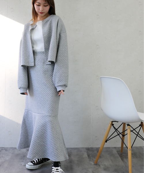 Per sist ence(パーシエンス)の「Per sist ence/パーシエンス カットキルティング カーディガン(カーディガン/ボレロ・レディース・ブラック/オフホワイト/グレー・FREE)」の9枚目の写真