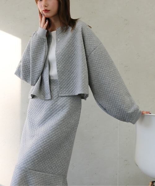 Per sist ence(パーシエンス)の「Per sist ence/パーシエンス カットキルティング カーディガン(カーディガン/ボレロ・レディース・ブラック/オフホワイト/グレー・FREE)」の7枚目の写真