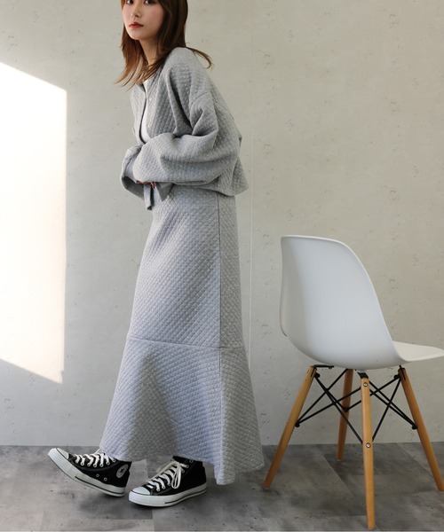 Per sist ence(パーシエンス)の「Per sist ence/パーシエンス カットキルティング カーディガン(カーディガン/ボレロ・レディース・ブラック/オフホワイト/グレー・FREE)」の6枚目の写真