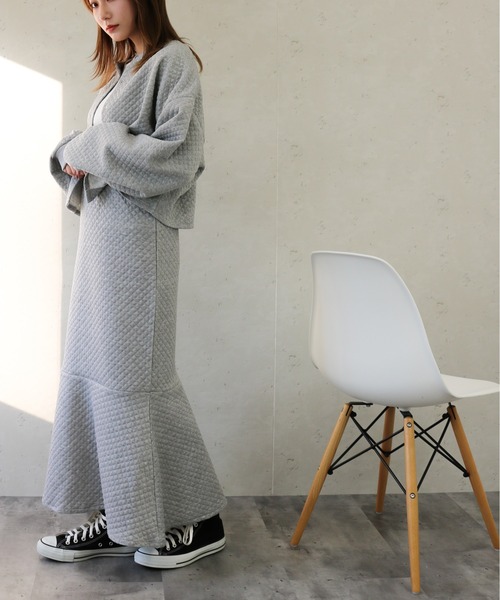 Per sist ence(パーシエンス)の「Per sist ence/パーシエンス カットキルティング カーディガン(カーディガン/ボレロ・レディース・ブラック/オフホワイト/グレー・FREE)」の5枚目の写真