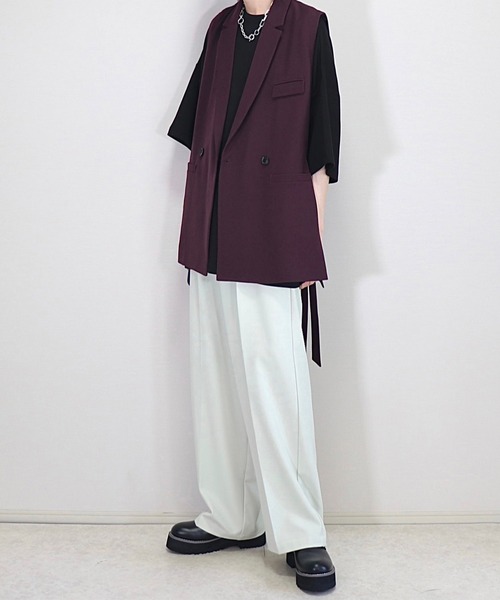 Loose/ルース（ルース）の「ドレープ サイドコードダブルジレベスト【セットアップ対応】（ベスト・メンズ・ブラック/グレー系その他/ブラウン系その他/グリーン系その他/チャコールグレー/ダークブラウン/バーガンディー/アッシュグレー/ブラック系/ネイビー系・S/M/L）」の15枚目の写真