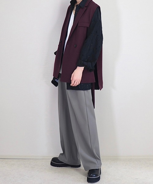 Loose/ルース（ルース）の「ドレープ サイドコードダブルジレベスト【セットアップ対応】（ベスト・メンズ・ブラック/グレー系その他/ブラウン系その他/グリーン系その他/チャコールグレー/ダークブラウン/バーガンディー/アッシュグレー/ブラック系/ネイビー系・S/M/L）」の13枚目の写真