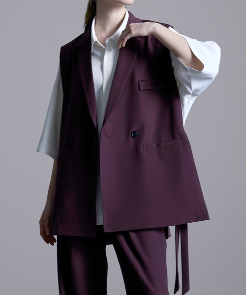 Loose/ルース（ルース）の「ドレープ サイドコードダブルジレベスト【セットアップ対応】（ベスト・メンズ・ブラック/グレー系その他/ブラウン系その他/グリーン系その他/チャコールグレー/ダークブラウン/バーガンディー/アッシュグレー/ブラック系/ネイビー系・S/M/L）」の22枚目の写真