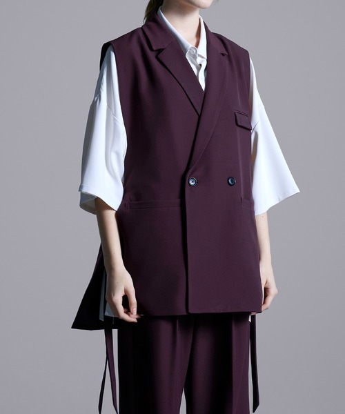 Loose/ルース（ルース）の「ドレープ サイドコードダブルジレベスト【セットアップ対応】（ベスト・メンズ・ブラック/グレー系その他/ブラウン系その他/グリーン系その他/チャコールグレー/ダークブラウン/バーガンディー/アッシュグレー/ブラック系/ネイビー系・S/M/L）」の21枚目の写真