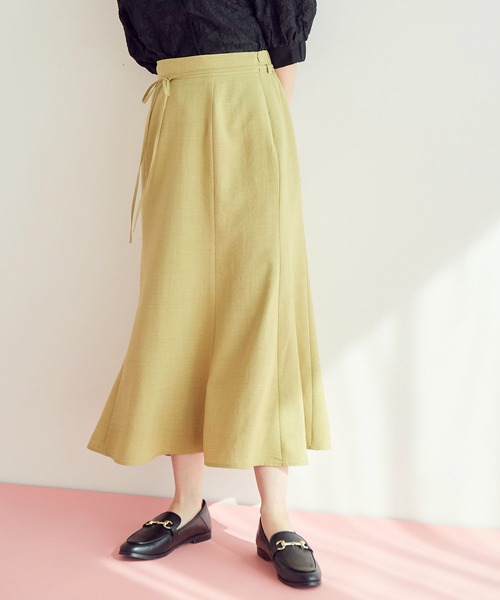 VIS（ビス）の「【セットアップ対応】リネンライクマーメイドスカート（スカート・レディース・ホワイト系その他6/ブラウン/ミント/オレンジ/ホワイト系その他5/ダークグリーン/ネイビー・M/S/L）」の5枚目の写真