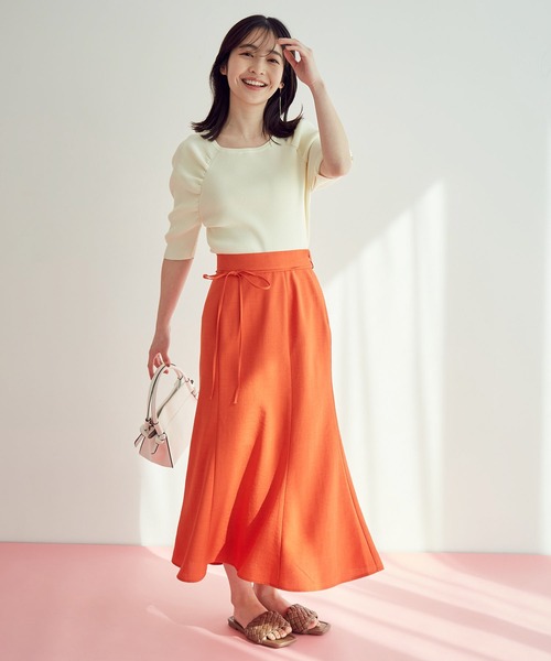 VIS（ビス）の「【セットアップ対応】リネンライクマーメイドスカート（スカート・レディース・ホワイト系その他6/ブラウン/ミント/オレンジ/ホワイト系その他5/ダークグリーン/ネイビー・M/S/L）」の12枚目の写真