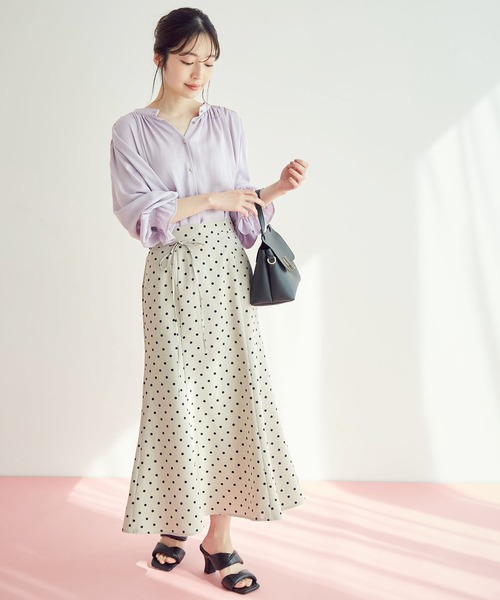 VIS（ビス）の「【セットアップ対応】リネンライクマーメイドスカート（スカート・レディース・ホワイト系その他6/ブラウン/ミント/オレンジ/ホワイト系その他5/ダークグリーン/ネイビー・M/S/L）」の18枚目の写真