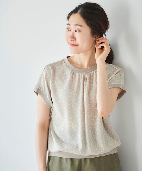 le.coeur blanc（ルクールブラン）の「ジオメトリックプリントリブブラウス（シャツ/ブラウス・レディース・ベージュ系その他2/ブラック系その他・38）」の4枚目の写真