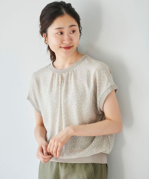 le.coeur blanc（ルクールブラン）の「ジオメトリックプリントリブブラウス（シャツ/ブラウス・レディース・ベージュ系その他2/ブラック系その他・38）」の5枚目の写真