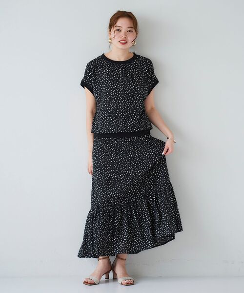 le.coeur blanc（ルクールブラン）の「ジオメトリックプリントリブブラウス（シャツ/ブラウス・レディース・ベージュ系その他2/ブラック系その他・38）」の18枚目の写真