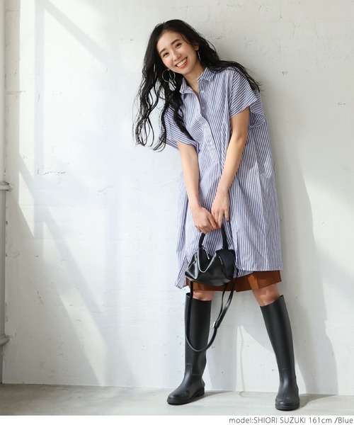 coca(coca)(コカ)の「ストライプオックス半袖シャツ(シャツ/ブラウス・レディース・ブラック/ブルー・ONE SIZE)」の8枚目の写真
