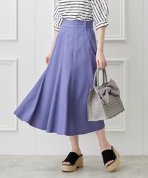 ◆軽くて洗える/デニムライク　バックレースアップフレアスカート