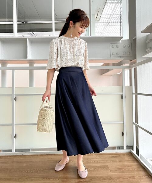 couture brooch（クチュールブローチ）の「◆軽くて洗える/デニムライク　バックレースアップフレアスカート（スカート・レディース・ネイビー/サックスブルー・40/36/34/38/42）」の12枚目の写真