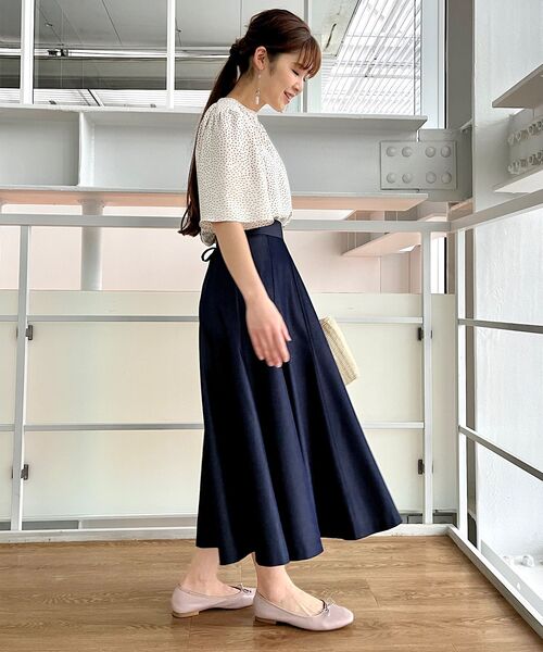 couture brooch（クチュールブローチ）の「◆軽くて洗える/デニムライク　バックレースアップフレアスカート（スカート・レディース・ネイビー/サックスブルー・40/36/34/38/42）」の13枚目の写真