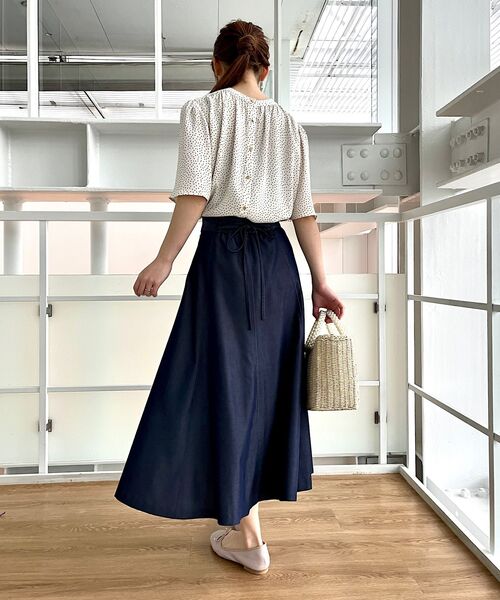 couture brooch（クチュールブローチ）の「◆軽くて洗える/デニムライク　バックレースアップフレアスカート（スカート・レディース・ネイビー/サックスブルー・40/36/34/38/42）」の14枚目の写真