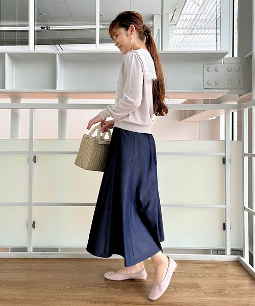 couture brooch（クチュールブローチ）の「◆軽くて洗える/デニムライク　バックレースアップフレアスカート（スカート・レディース・ネイビー/サックスブルー・40/36/34/38/42）」の16枚目の写真