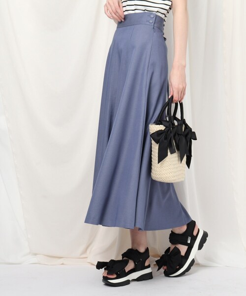 couture brooch（クチュールブローチ）の「◆軽くて洗える/デニムライク　バックレースアップフレアスカート（スカート・レディース・ネイビー/サックスブルー・40/36/34/38/42）」の20枚目の写真